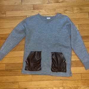 Grey J. Crew sweater with leather pockets